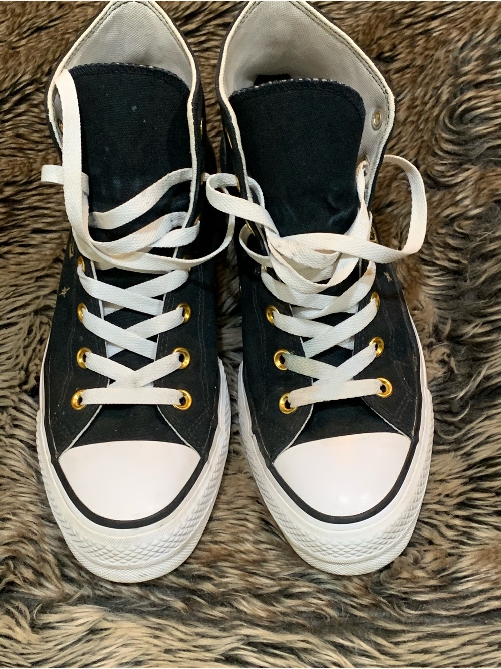 Converse Chuck Taylor All Star high-top gold embroidered zodiac designs Sz W9.5